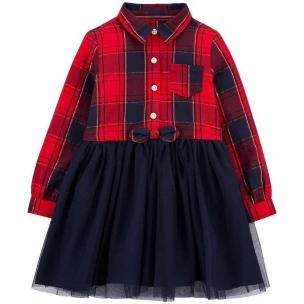 OSHKOSH Toddler Girls Sparkle Plaid Tulle Dress